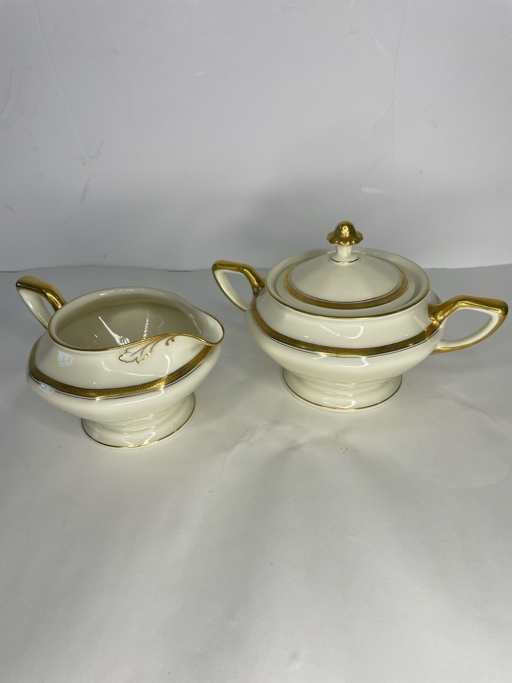 Vintage Rosenthal Sugar And Creamer Set Corona Ivory Gold China